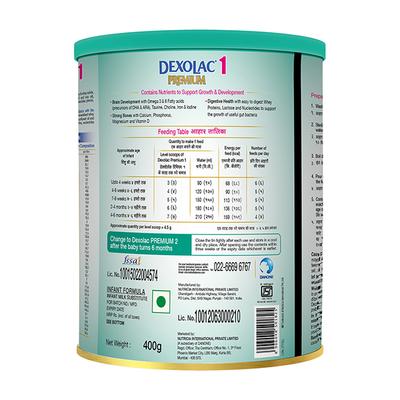 Dexolac Premium Stage 1 (Upto 6 Months) Powder 500 gm (Tin) - Baby And Infant Supplements