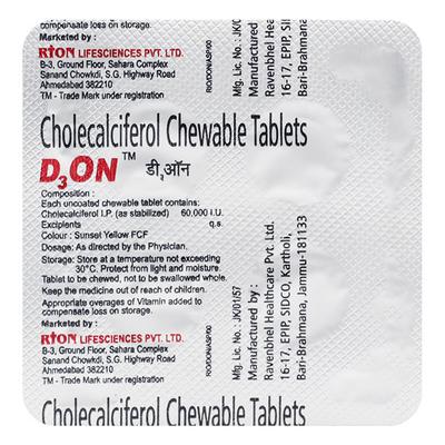 D3 ON Chewable Tablet 4's - Supplements-Vit