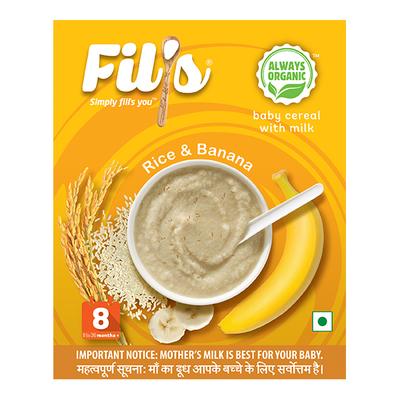 Fil's Organic Baby Cereal With Milk Rice & Banana (8-24 Months) 300 gm - Baby And Infant Supplements