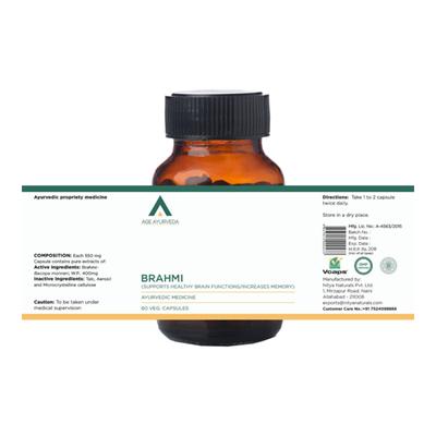 Age Ayurveda Brahmi Veg. Capsule (Pack of 4 x 60's) - Speciality Medicines