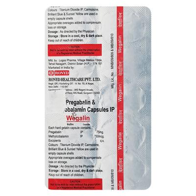 WEGALIN 75mg Capsule 10's - Neuropathic Pain-Dru