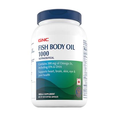 GNC Fish Body Oil 1000 mg Softgel Capsule 90's - Omega Fish Oil Fatty Acids