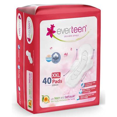 everteen XXL Sanitary Napkin Pads with Cottony-Soft Top Layer for Women, Enriched with Neem and Safflower - 1 Pack (40 Pads, 320mm) 1's - Sanitary Napkins