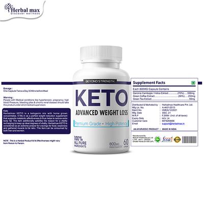Herbal Max Keto Advanced Weight Loss Dietary Supplement 800 mg Capsule 60's - Weight Loss