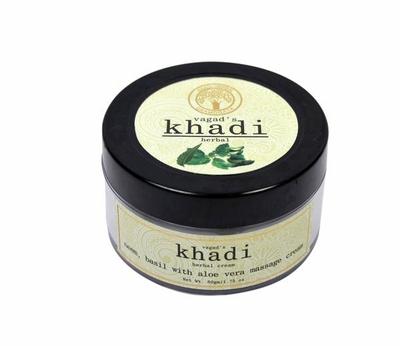 Vagad's Khadi Massage Cream - Neem-Basil with Aloevera 50 gm - Massage Oils