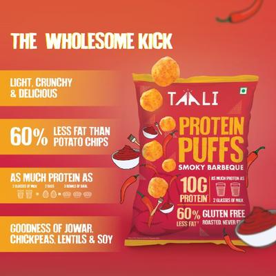 Taali Protein Puffs - Smoky Barbeque 60 gm - Nutritional Bars