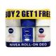 Nivea Roll-On Deodorant Buy 2 Get 1 Free Combo Pack - Pearl Beauty + Protect & Care + Whitening Smooth Skin (Pack of 3 x 25 ml) - Deodorants/Roll-Ons