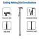 MCP Folding Walking Stick - Black - Wheelchairs & Walking Sticks