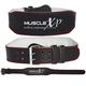MuscleXP Leather Weight Lifting Gym Belt with Buckle Fitness Gym Back Support - Black (M) 1's - Workout Essentials
